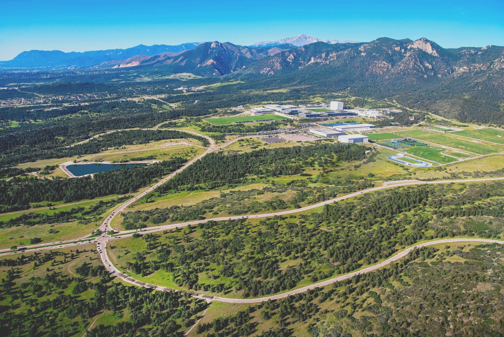 Ponderosa forest and the Rampart Range on the U.S. Air Force Academy in Colorado